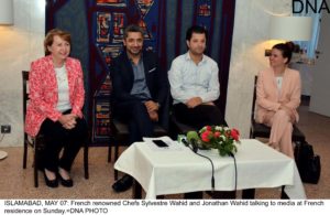 ISLAMABAD, MAY 07: French renowned Chefs Sylvestre Wahid and Jonathan Wahid talking to media at French residence on Sunday.=DNA PHOTO
