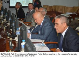ISLAMABAD, AUG 11: Ambassador of Uzbekistan Furkat Sidikov speaking on the occason of a rountable conference held at COMSTECH. DNA PHOTO