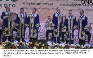 BUKHARA, UZBEKISTAN, FEB 22: Traditional musicians from Bukhara Region perform on the sidelines of International Ziayarah Tourism Forum, on Friday. DNA PHOTO BY A M BHATTI